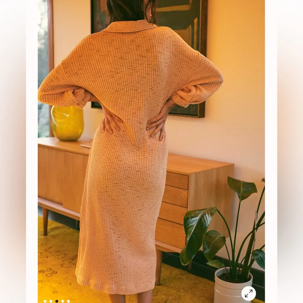 Free People Peach Maxi Shirt Dress